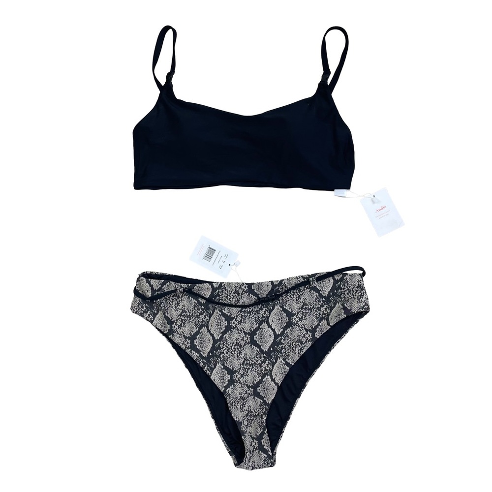 Andie The Riviera Top & High Waisted Bottom Bikini Set - Snake Print XL